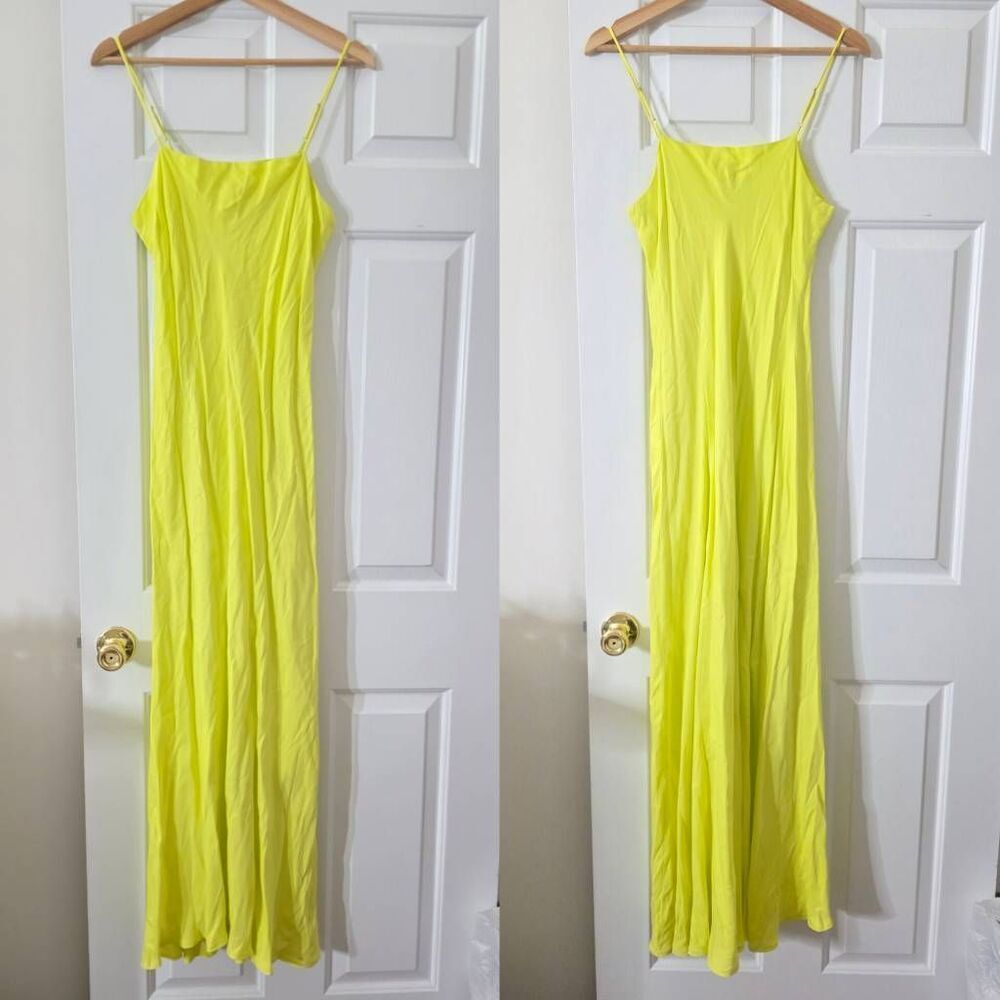 Farm Rio neon green lenzing ecovero viscose slip dress M - Picture 2 of 7